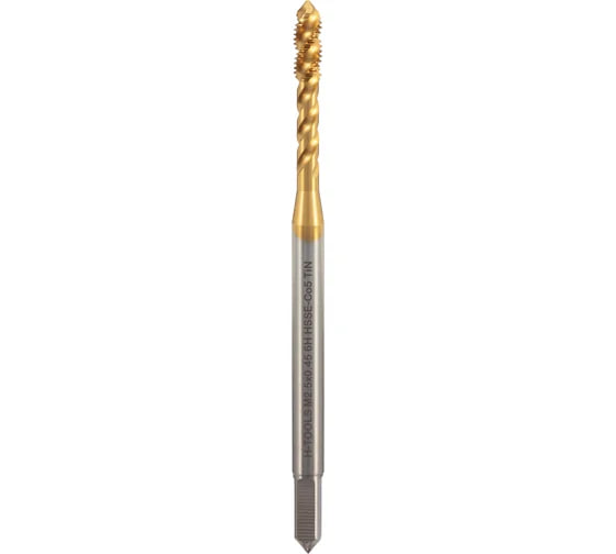 Метчик машинно-ручной M3.5*0.6 DIN371 для глухих отверстий с винтовой канавкой с покрытием TiN HSSE